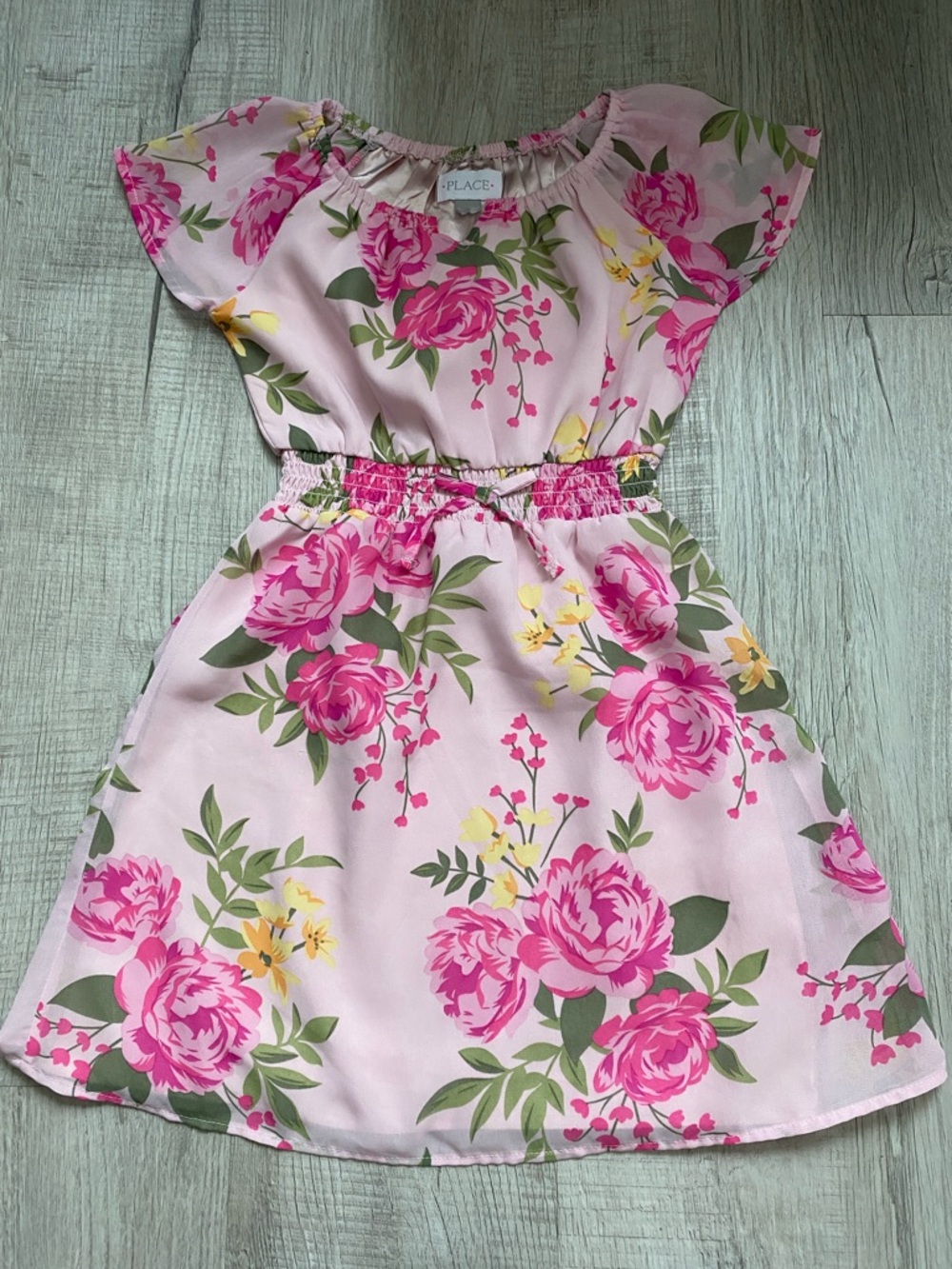 The Children's Place Pink Floral Elastic-Waist Dress